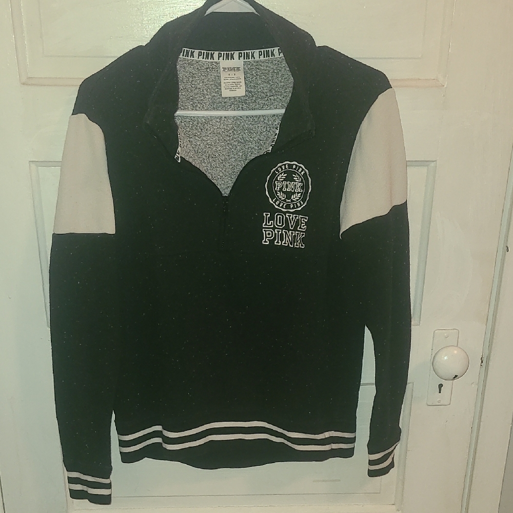 Victoria's Secret PINK Gray and Black Quarter Zip Sweatshirt